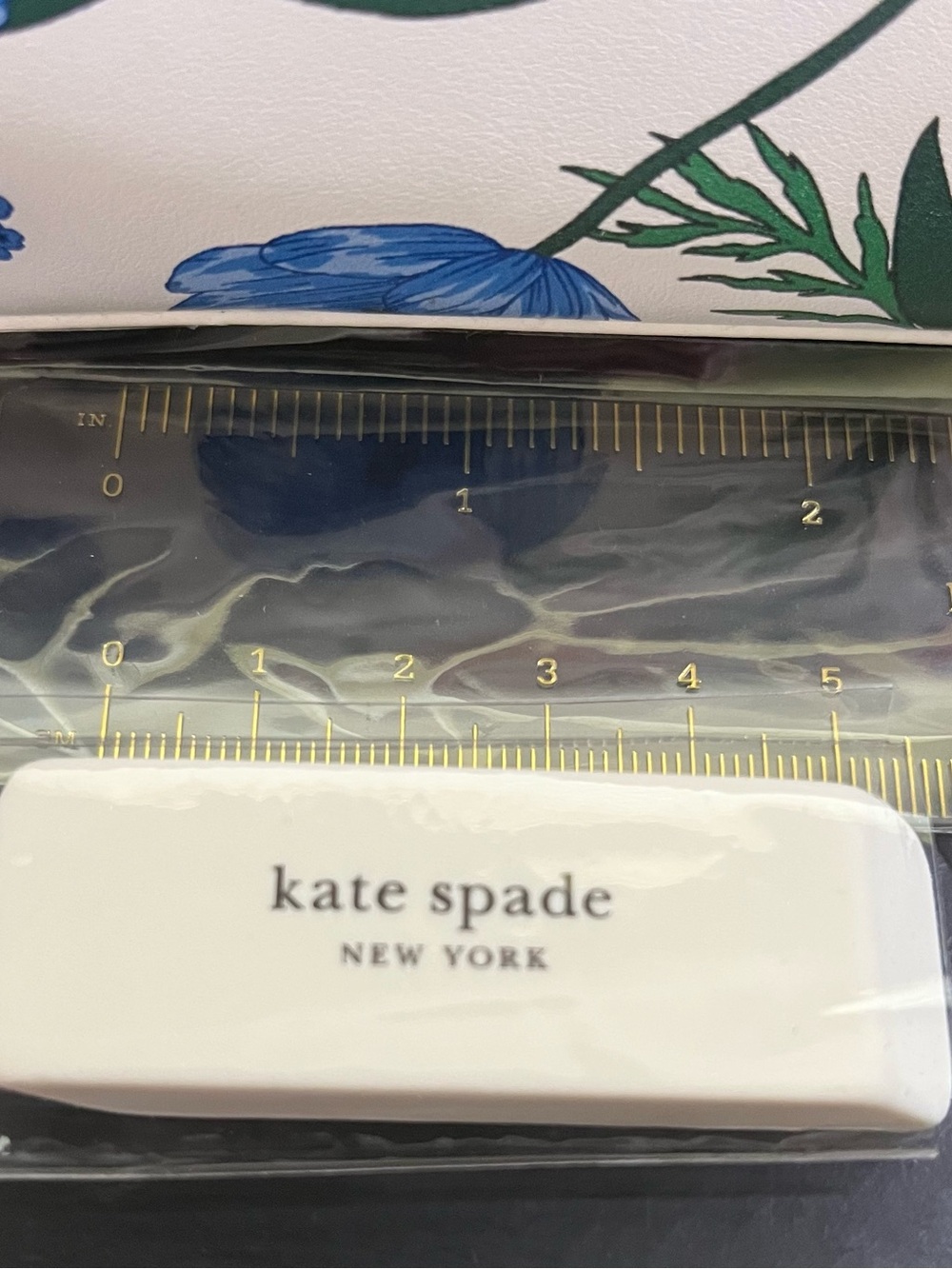 kate spade White Floral Zip Pencil Pouch Includes Eraser, Ruler and Sharpener. - Picture 6 of 9